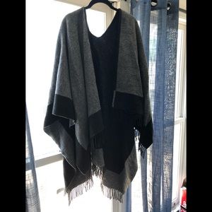 Banana Republic Black and Grey Poncho